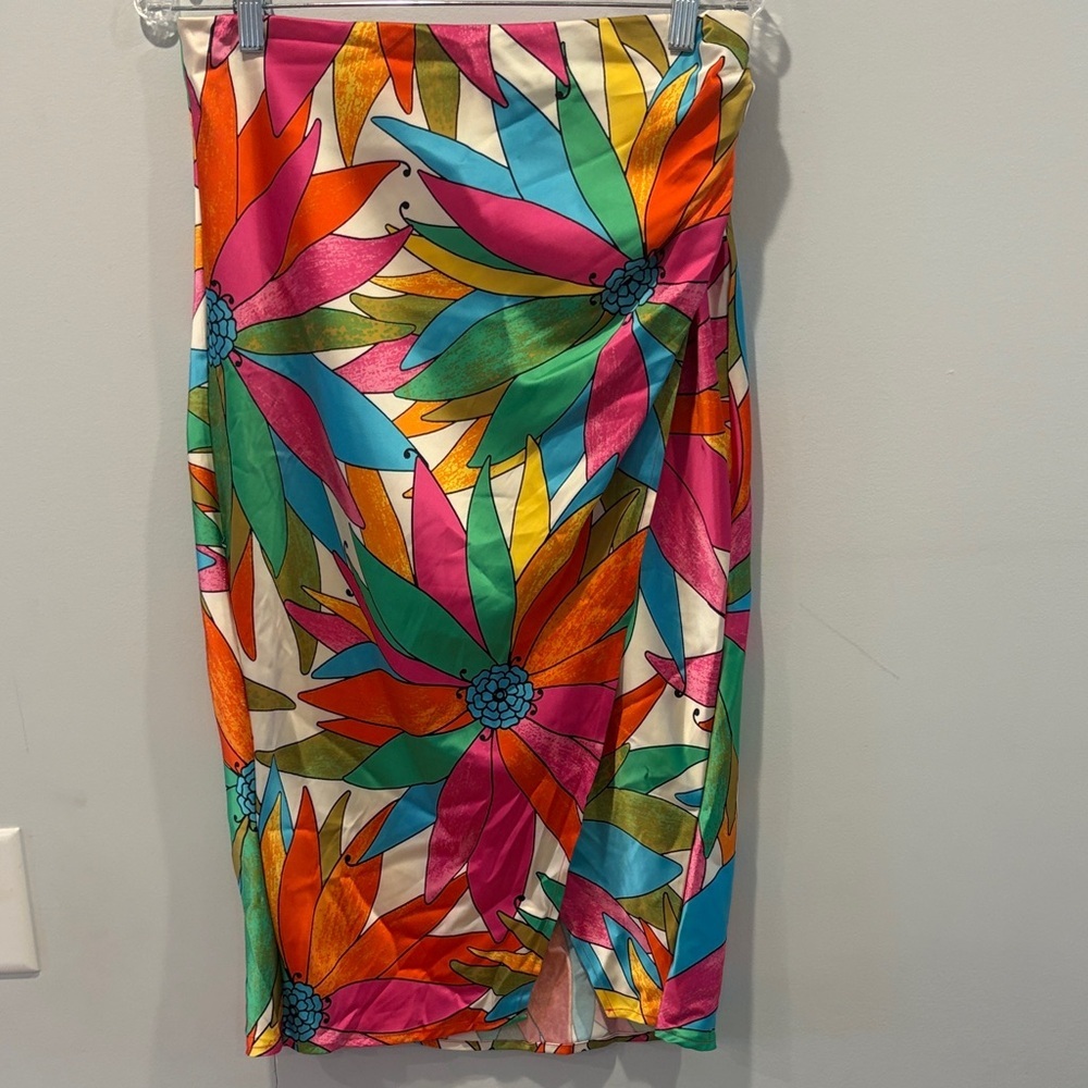Rachel Zoe Colorful Floral Midi Skirt